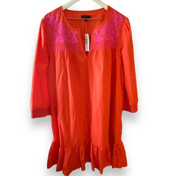 J. Crew Orange and Pink Midi Dress - Picture 4 of 12